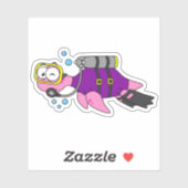 Sticker Illustration D'Un Loch Ness Monster Scuba Diver. (Feuille)
