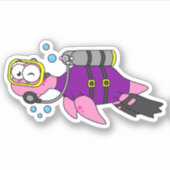 Sticker Illustration D'Un Loch Ness Monster Scuba Diver. (Devant)