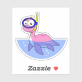Sticker Illustration D'Un Monstre De Loch Ness De Snorkeli (Feuille)