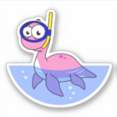 Sticker Illustration D'Un Monstre De Loch Ness De Snorkeli (Devant)