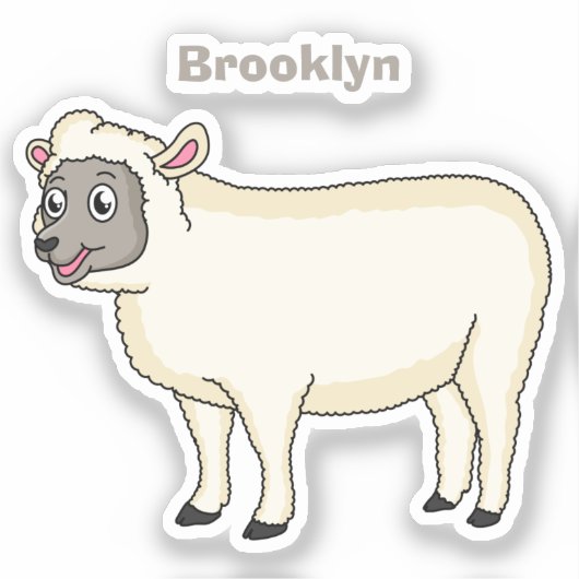 Sticker Illustration d'un mouton joyeux (Recto)