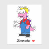 Sticker Illustration D'Un Ouvrier De Construction De Stego (Feuille)