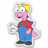 Sticker Illustration D'Un Ouvrier De Construction De Stego (Devant)