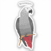 Sticker Illustration d'un perroquet gris en Afrique (Recto)