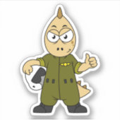 Sticker Illustration D'Un Pilote À Jet Allosaurus. (Devant)