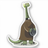 Sticker Illustration D'Un Plateosaure Habillé Comme Prêtre (Devant)