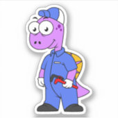 Sticker Illustration D'Un Plomber Spinosaurus. (Devant)