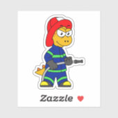 Sticker Illustration D'Un Pompier Tyrannosaurus Rex. (Feuille)