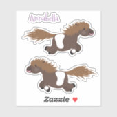 Sticker Illustration d'un poney de Shetland mignon (Feuille)