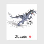 Sticker Illustration D'Un Raptor Dinosaure Jouant Au Footb (Feuille)