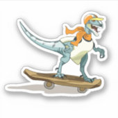 Sticker Illustration D'Un Raptor Skateboard. (Devant)