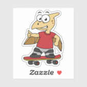 Sticker Illustration D'Un Skateboard De Ptérosaure. (Feuille)