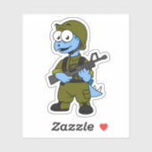 Sticker Illustration D'Un Soldat De Stegosaurus. (Feuille)