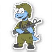 Sticker Illustration D'Un Soldat De Stegosaurus. (Devant)
