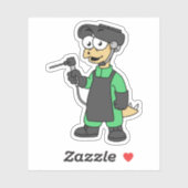 Sticker Illustration D'Un Soudeur De Stegosaurus. (Feuille)