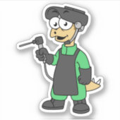 Sticker Illustration D'Un Soudeur De Stegosaurus. (Devant)