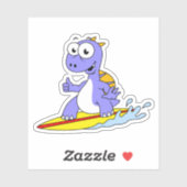 Sticker Illustration D'Un Spinosaure De Surf. (Feuille)