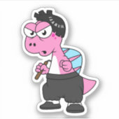 Sticker Illustration D'Un Spinosaurus Bruce Lee. (Devant)