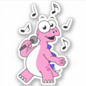 Sticker Illustration D'Un Stegosaurus Chantant. (Devant)