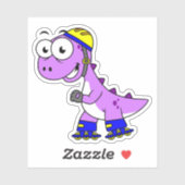 Sticker Illustration D'Un Tyrannosaurus Rex De Patinage. (Feuille)