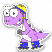 Sticker Illustration D'Un Tyrannosaurus Rex De Patinage. (Devant)
