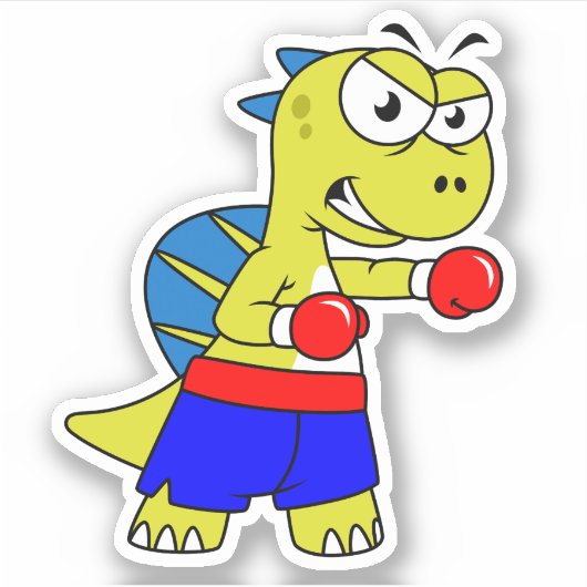 Sticker Illustration D'Une Boxe De Spinosaurus. (Devant)