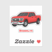 Sticker Illustration d'une camionnette rouge mou (Feuille)