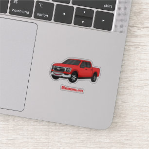 Sticker Illustration d'une camionnette rouge mou