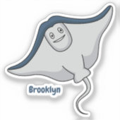 Sticker Illustration d'une caricature de poisson stingray (Recto)