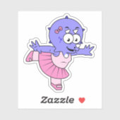 Sticker Illustration D'Une Danse De Ballet Triceratops. (Feuille)