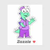 Sticker Illustration D'Une Infirmière Stegosaurus. (Feuille)