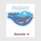 Sticker Illustration d'une jolie mère et d'un bébé baleine (Feuille)