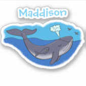 Sticker Illustration d'une jolie mère et d'un bébé baleine (Devant)