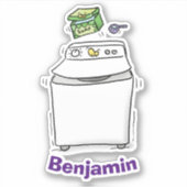 Sticker Illustration d'une machine à laver amusante (Devant)