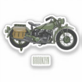 Sticker Illustration d'une moto de croiseur militaire (Recto)