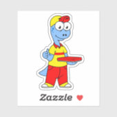 Sticker Illustration D'Une Personne Qui Livrait Le Brontos (Feuille)