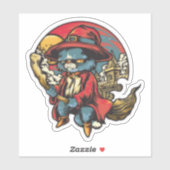 Sticker Illustration d'une sorcière de chatte volant (Feuille)