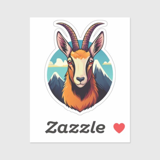 Sticker Illustration d'une tête de chamois (Feuille)