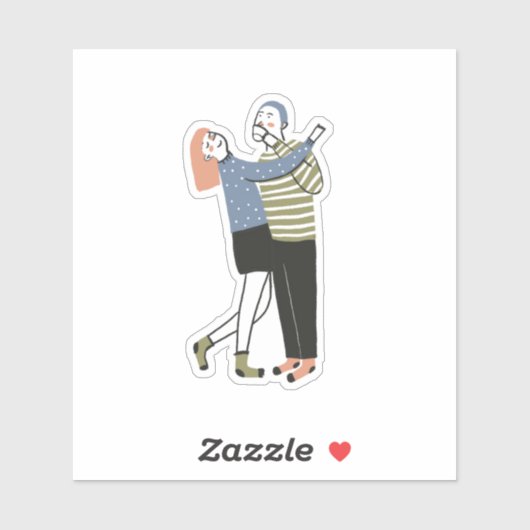 Sticker Illustration en couple (Feuille)