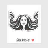 Sticker Illustration en noir et blanc (Feuille)