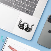 Sticker Illustration en noir et blanc (Ordinateur portable avec iPhone)