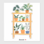 Sticker Illustration Fun Poted Houseplants (Feuille)