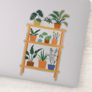 Sticker Illustration Fun Poted Houseplants