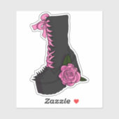 Sticker Illustration gothique Lolita Girly Rose Rose Boot (Feuille)