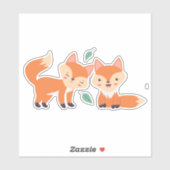 Sticker Illustration graphique des renards orange mignons (Feuille)