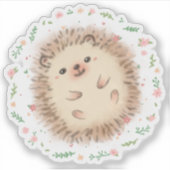 Sticker Illustration Hérisson & Fleurs (Devant)