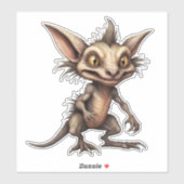 Sticker Illustration hybride de Chupacabra Gremlin (Feuille)