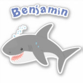 Sticker Illustration joyeuse du grand requin blanc (Devant)