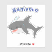 Sticker Illustration joyeuse du grand requin blanc (Feuille)