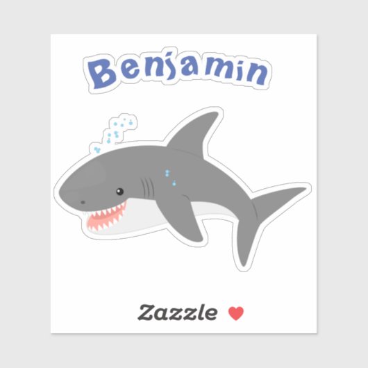 Sticker Illustration joyeuse du grand requin blanc (Feuille)